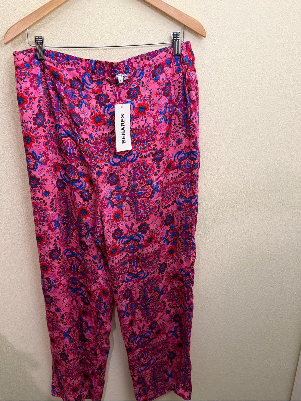 Benares Pink Floral Wide-Leg Pants